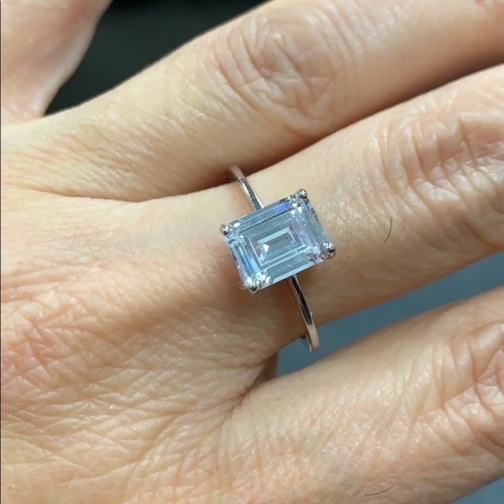 2ct Emerald cut Solitaire CZ Engagement Ring sz 9